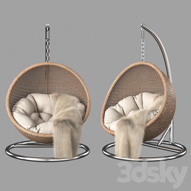 Rattan hanging chair 3ds Max - thumbnail 1