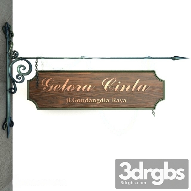 Restaurant Sign Retro Classic 3dsmax Download - thumbnail 1