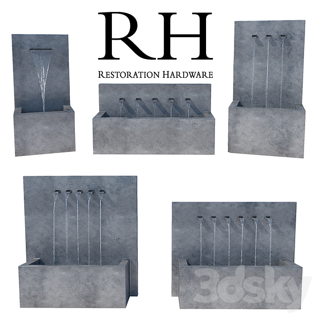 Restoration Hardware Weathered Zinc Fountains 3DSMax File - thumbnail 1