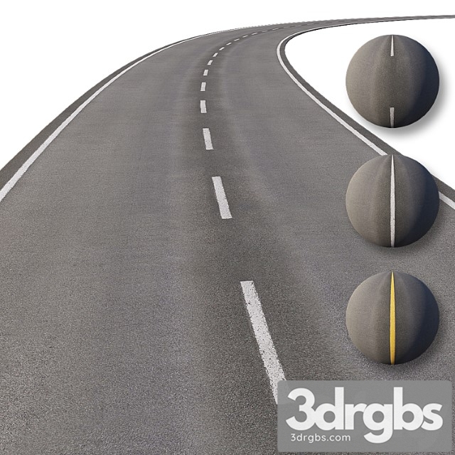 Road with markings 3dsmax Download - thumbnail 1