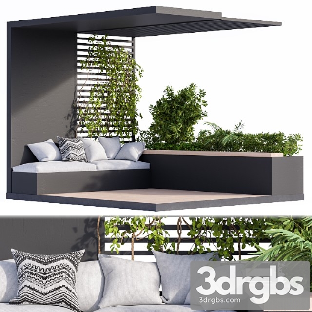 Roof Garden and Balcony Furniture Black Set 3dsmax Download - thumbnail 1