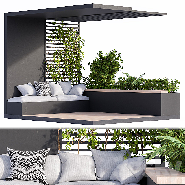 Roof Garden and Balcony Furniture Black Set 3DSMax File - thumbnail 1