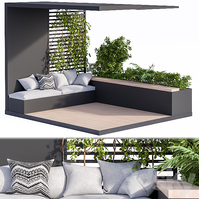 Roof Garden and Balcony Furniture Black Set 3DSMax File - thumbnail 2