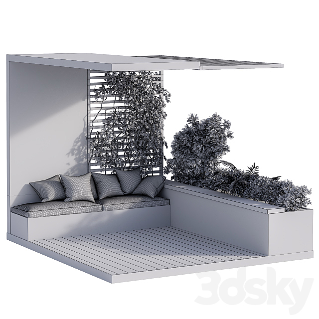 Roof Garden and Balcony Furniture Black Set 3DSMax File - thumbnail 3