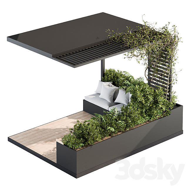 Roof Garden and Balcony Furniture with Pergola 08 3ds Max - thumbnail 2