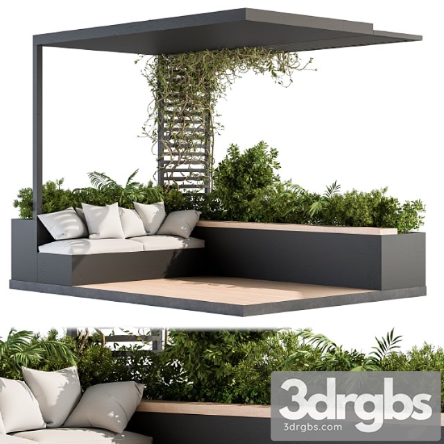 Roof garden and balcony furniture with pergola 08 3dsmax Download - thumbnail 1