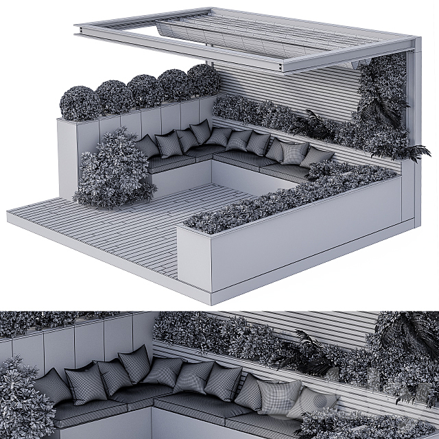 Roof Garden and Landscape Furniture with Pergola 02 3DSMax File - thumbnail 5