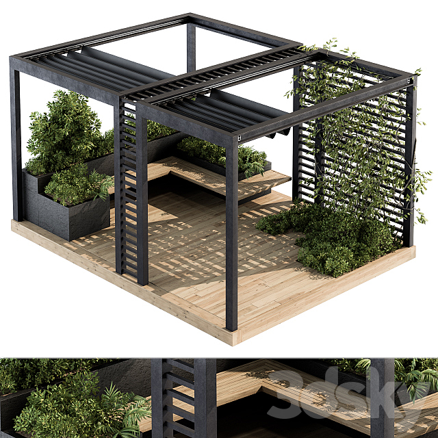 Roof Garden and Landscape Furniture with Pergola 05 3DSMax File - thumbnail 1