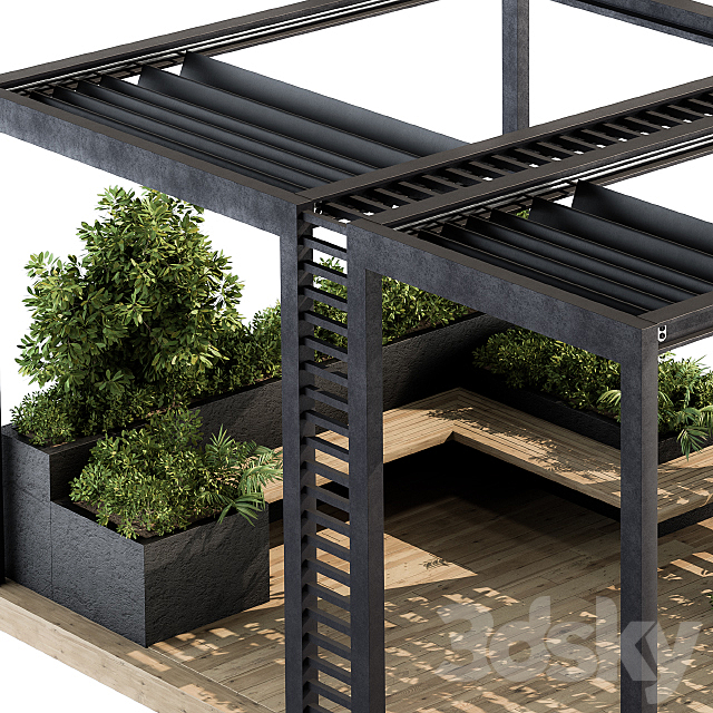 Roof Garden and Landscape Furniture with Pergola 05 3DSMax File - thumbnail 2