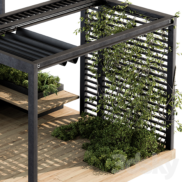 Roof Garden and Landscape Furniture with Pergola 05 3DSMax File - thumbnail 3