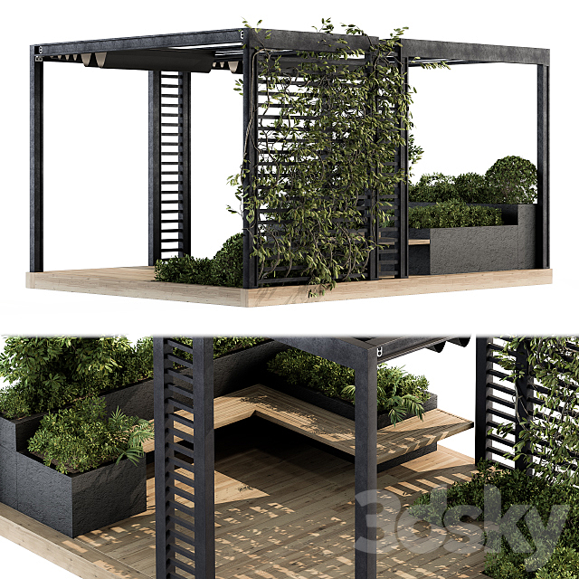 Roof Garden and Landscape Furniture with Pergola 05 3DSMax File - thumbnail 4