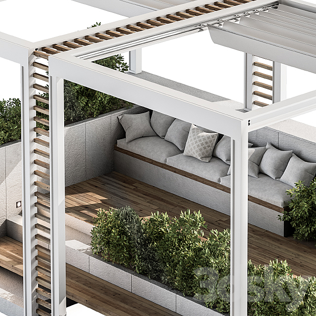 Roof Garden and Landscape Furniture with Pergola 07 3DSMax File - thumbnail 3