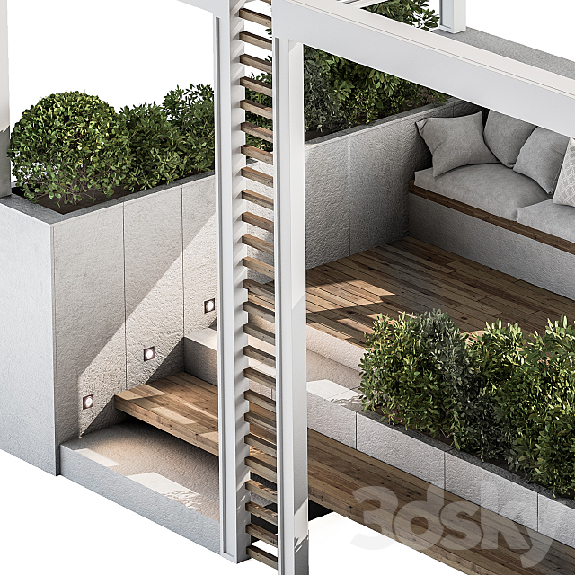 Roof Garden and Landscape Furniture with Pergola 07 3DSMax File - thumbnail 4