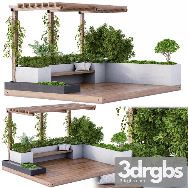 Roof Garden and Landscape Furniture With Pergola 3dsmax Download - thumbnail 1