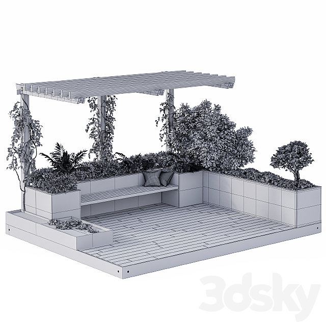 Roof Garden and Landscape Furniture with Pergola 3DSMax File - thumbnail 3