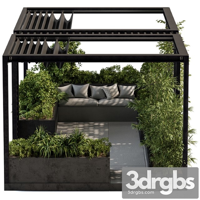 Roof garden and landscape furniture with pergola – set 38 3dsmax Download - thumbnail 1