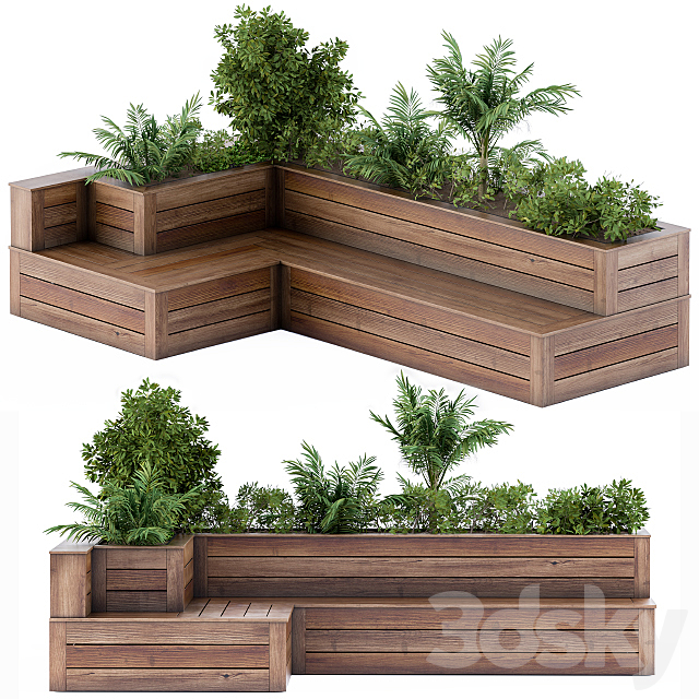 Roof Garden- Back Yard Furniture Bench with Flower Box 3DSMax File - thumbnail 2