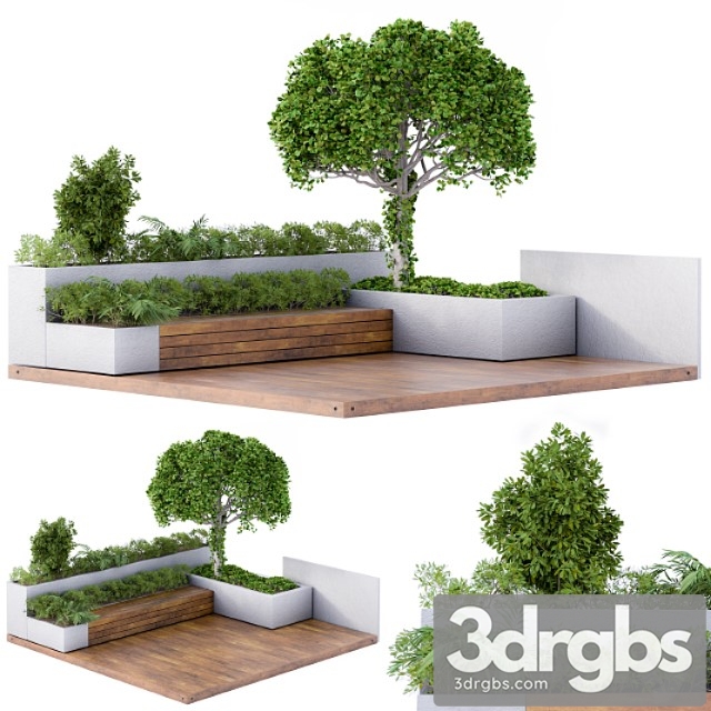 Roof Garden Furniture Seating and Garden set 3dsmax Download - thumbnail 1