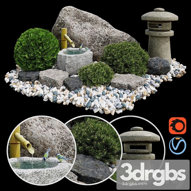 Sad Kamnei Tsukubai Rock Garden Tsukubai 3dsmax Download - thumbnail 1