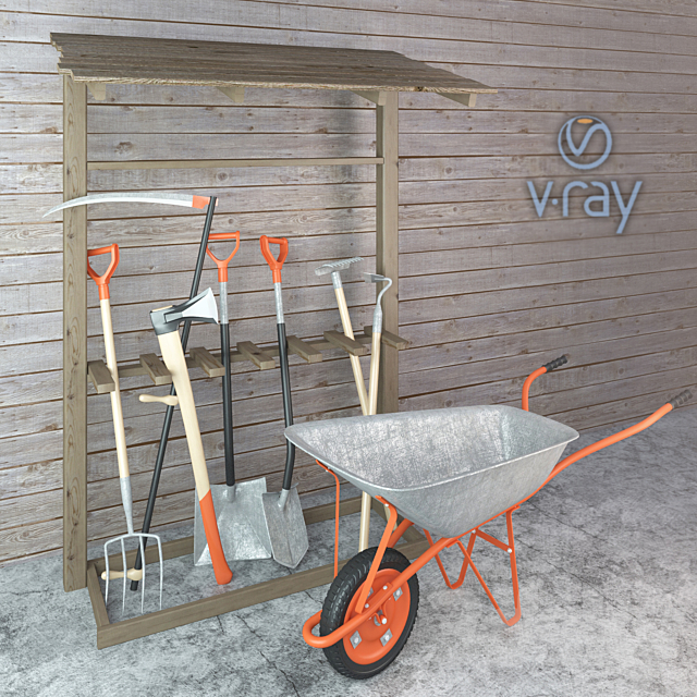 Set of garden tools 3ds Max - thumbnail 1