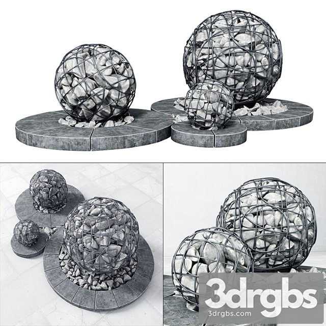 Street Decor with Gabions 3dsmax Download - thumbnail 1