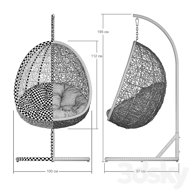 Suspended chair swing Cyprus 3DSMax File - thumbnail 3