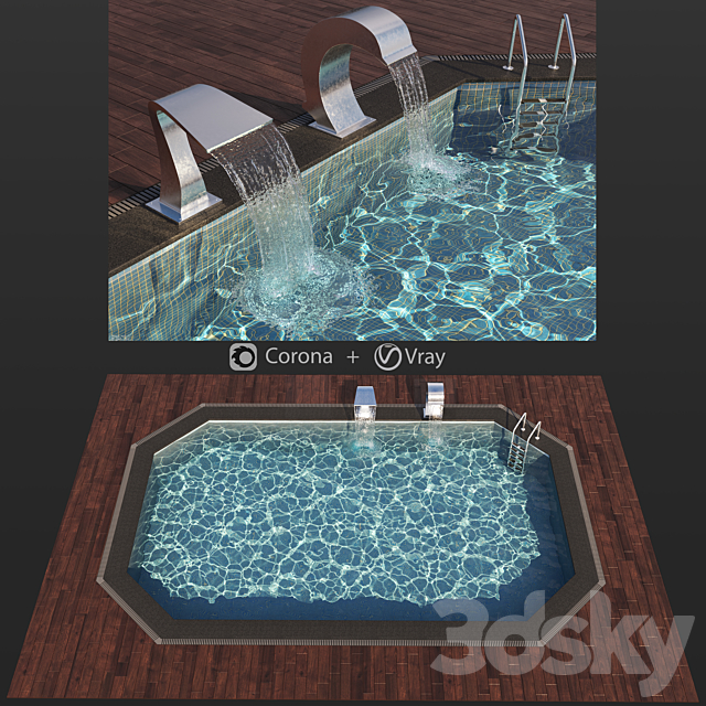 Swimming pool waterfall 3DSMax File - thumbnail 1