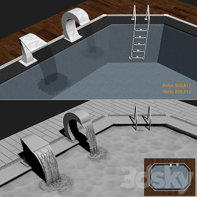 Swimming pool waterfall 3DSMax File - thumbnail 2