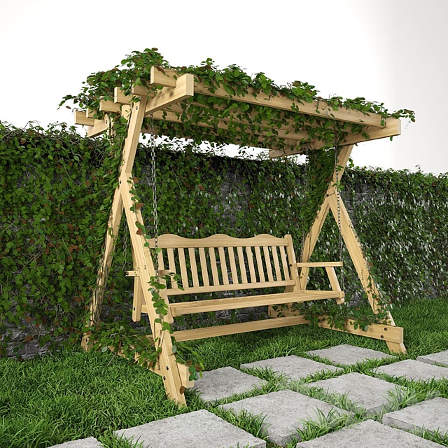 Swing for garden. grass and wall 3DSMax File - thumbnail 1