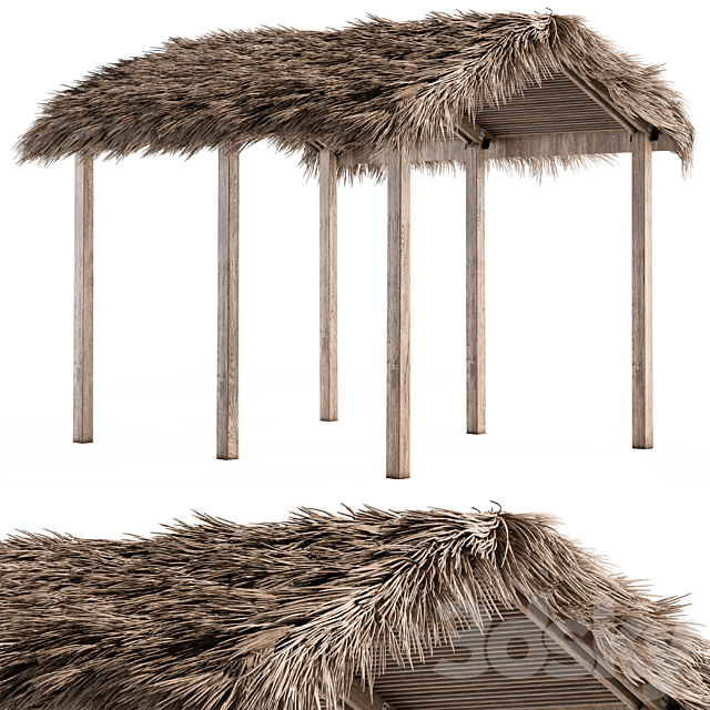 Thatch Umbrella With Palm Leaf 04 3ds Max - thumbnail 1