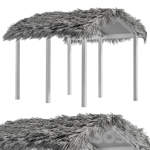 Thatch Umbrella With Palm Leaf 04 3ds Max - thumbnail 3