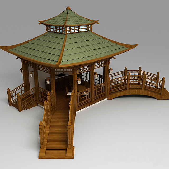 The Chinese pergola with bridges 3DSMax File - thumbnail 1