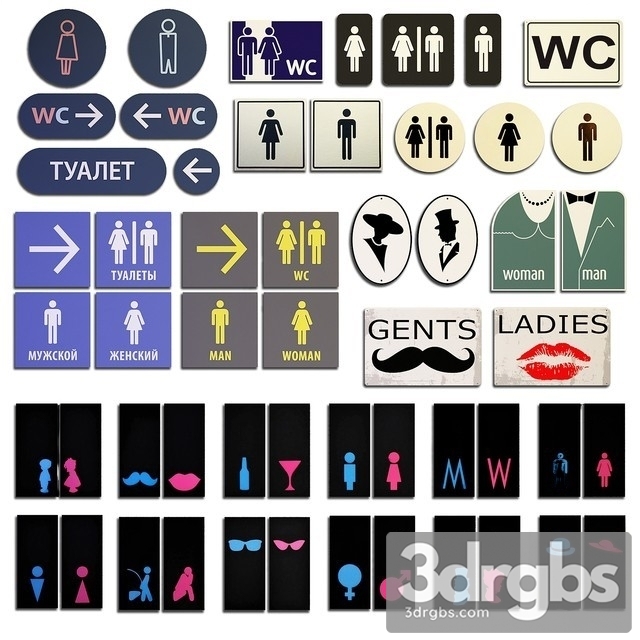 Toilet Sign 3dsmax Download - thumbnail 1