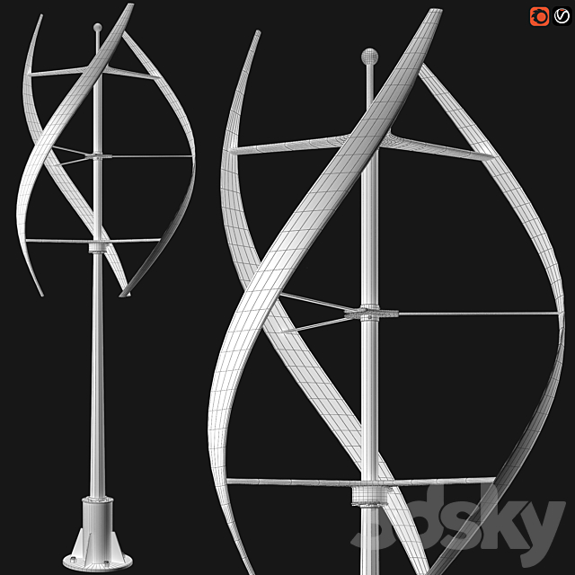 Vertical wind turbine 3ds Max - thumbnail 2