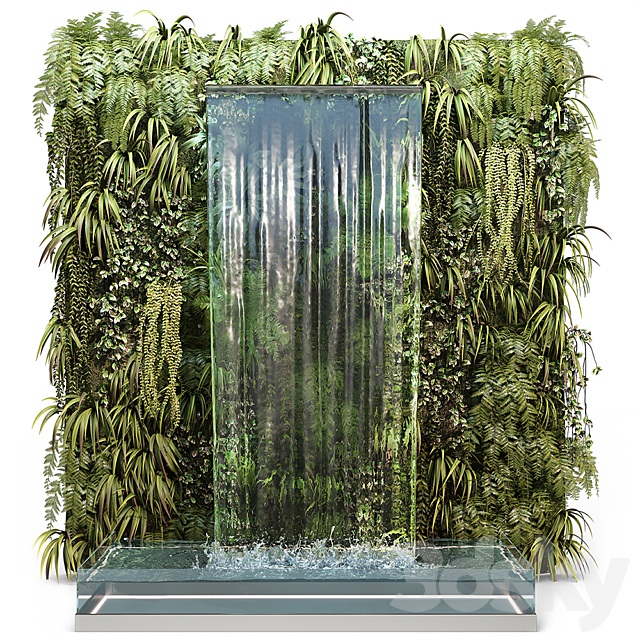 Wall plants with waterfall 3DSMax File - thumbnail 1