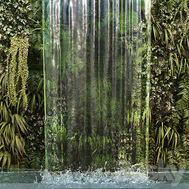 Wall plants with waterfall 3DSMax File - thumbnail 2