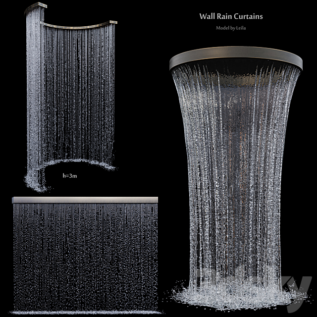 Wall rain curtain waterfall 3DSMax File - thumbnail 1