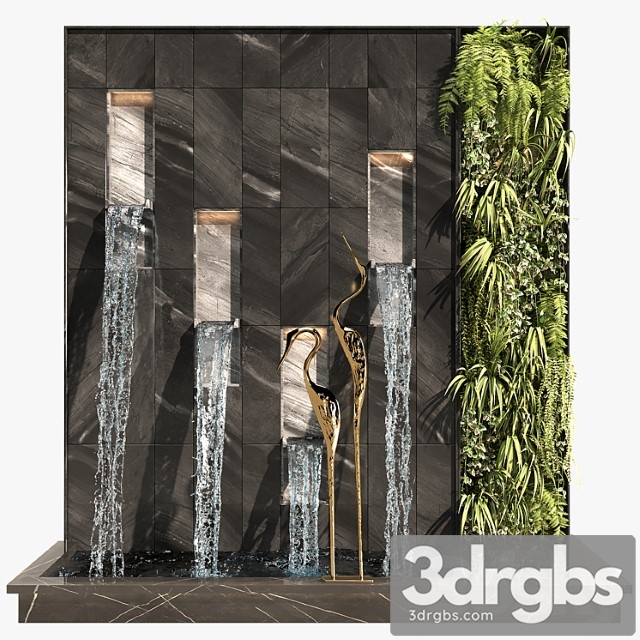 Water falls with birds 3dsmax Download - thumbnail 1