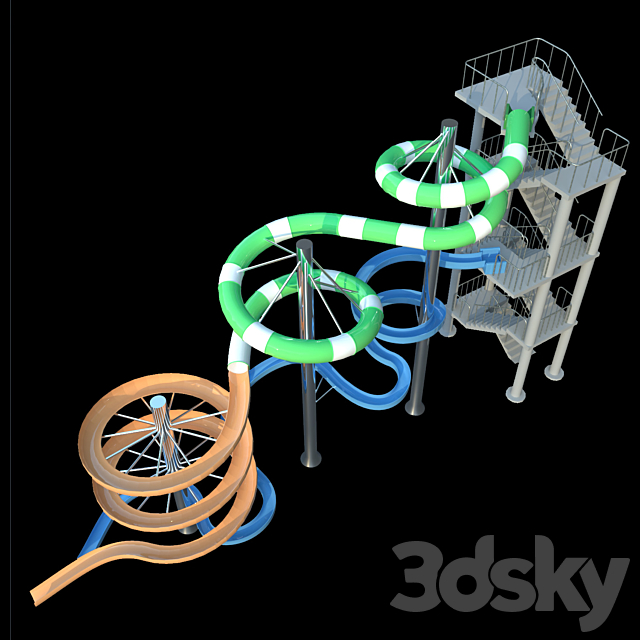 Water park slide Turbolens 3ds Max - thumbnail 2