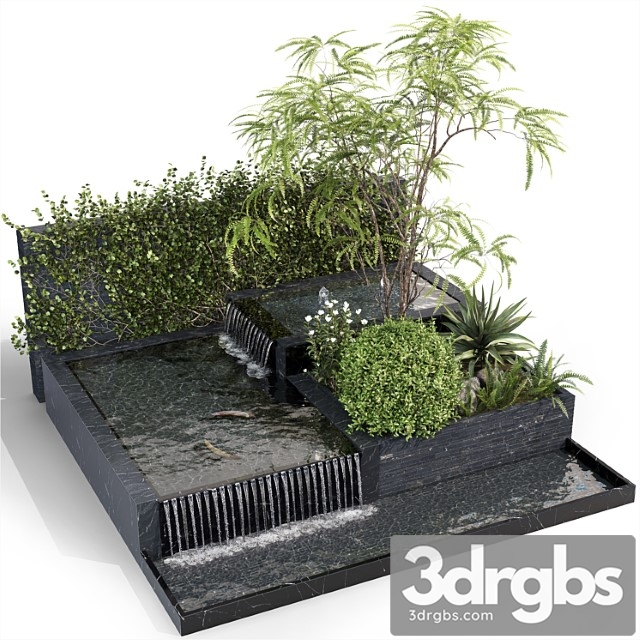 Water ponds with plants & fish 3dsmax Download - thumbnail 1