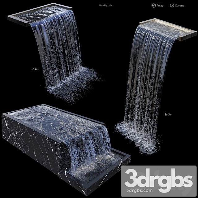 Waterfall fountains cascade water features 3dsmax Download - thumbnail 1