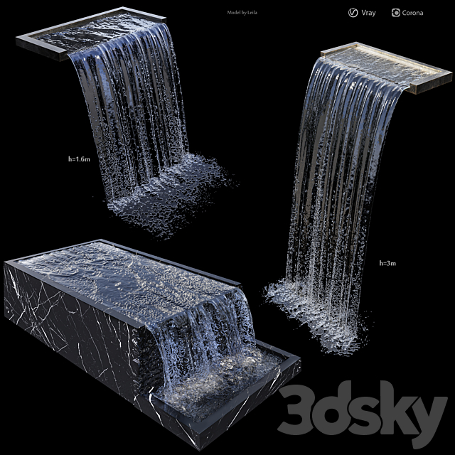 Waterfall fountains cascade Water Features 3DSMax File - thumbnail 1