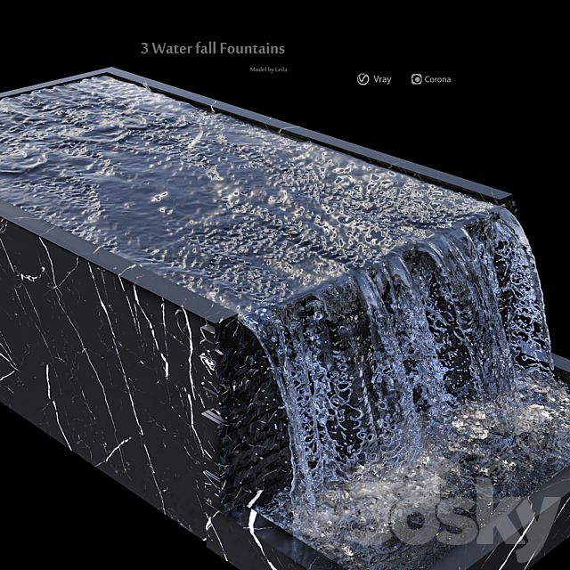 Waterfall fountains cascade Water Features 3DSMax File - thumbnail 2