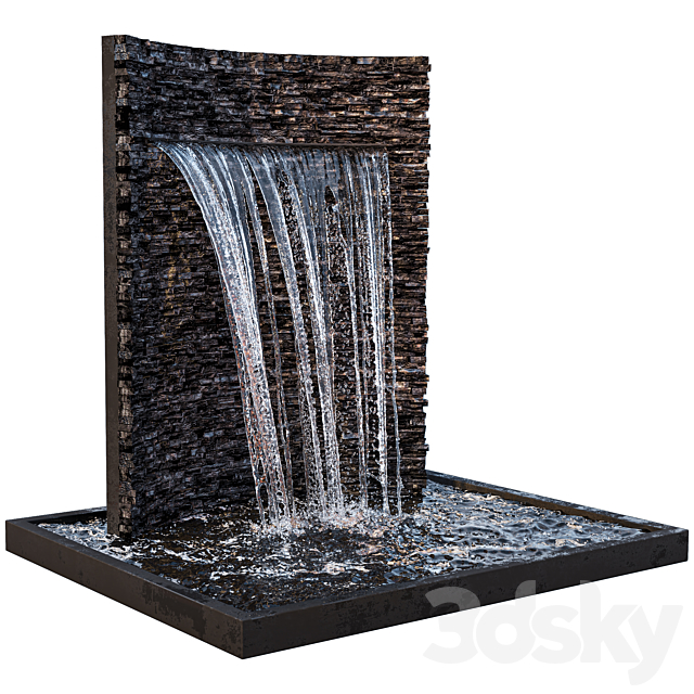 Waterfall fountains rock panel 3DSMax File - thumbnail 2