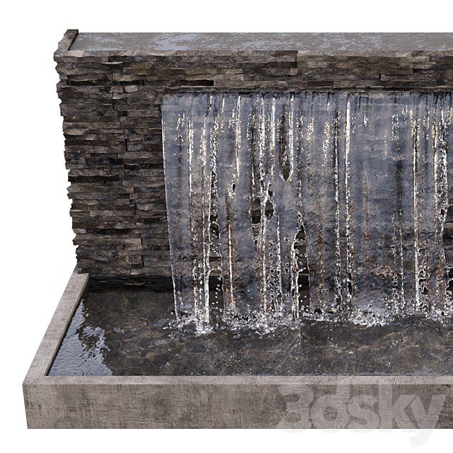 Waterfall fountains rock panel 3DSMax File - thumbnail 4