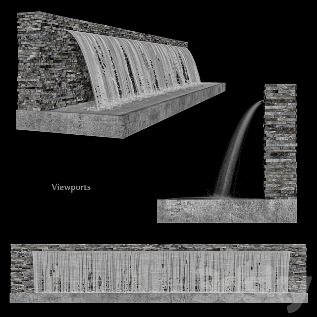 Waterfall fountains rock panel 3DSMax File - thumbnail 5