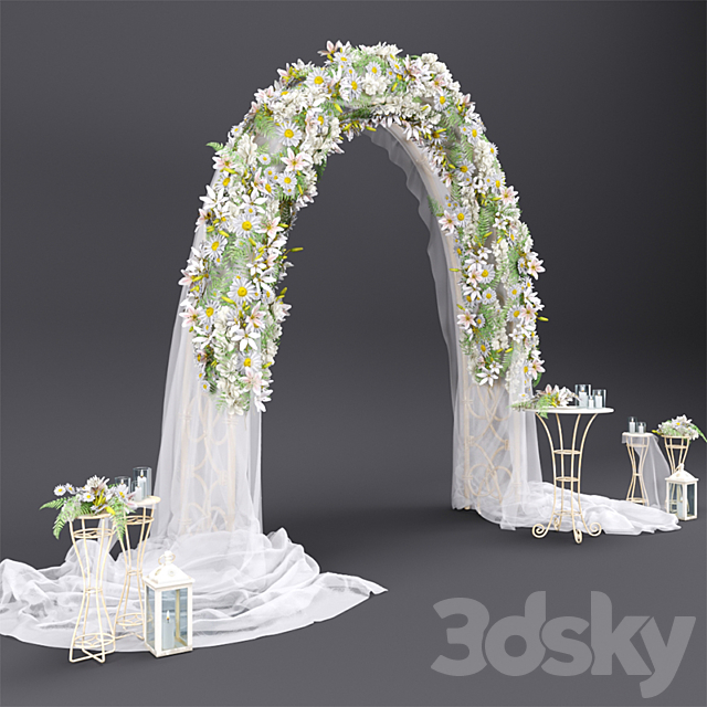 Wedding arch with flowers  3ds Max - thumbnail 1