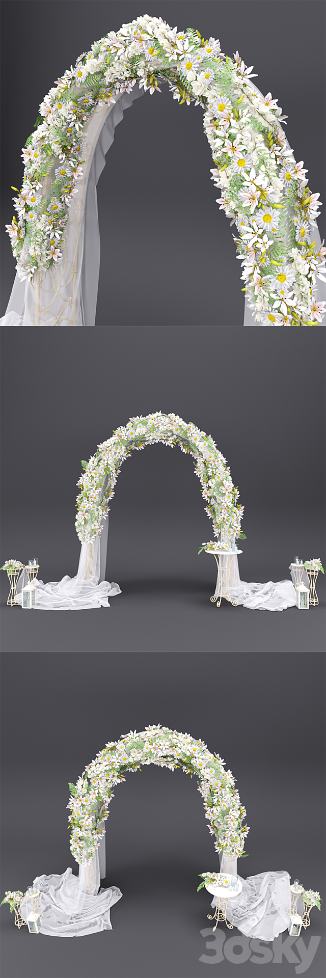 Wedding arch with flowers  3ds Max - thumbnail 2