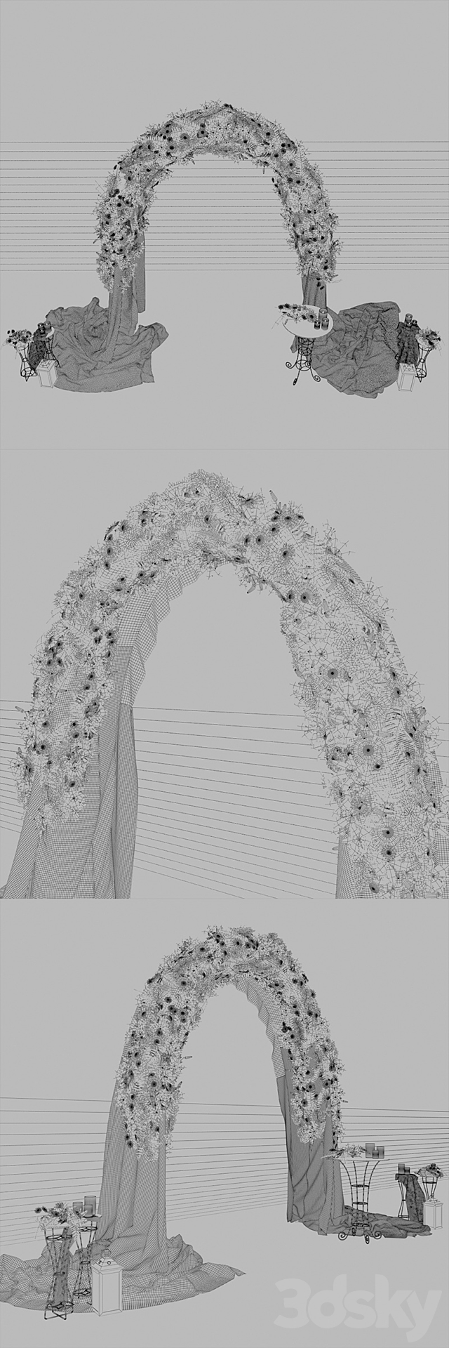 Wedding arch with flowers  3ds Max - thumbnail 3