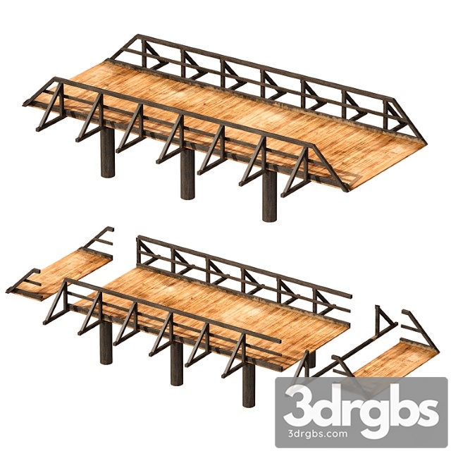 Wooden bridge over the river constructor 3dsmax Download - thumbnail 1